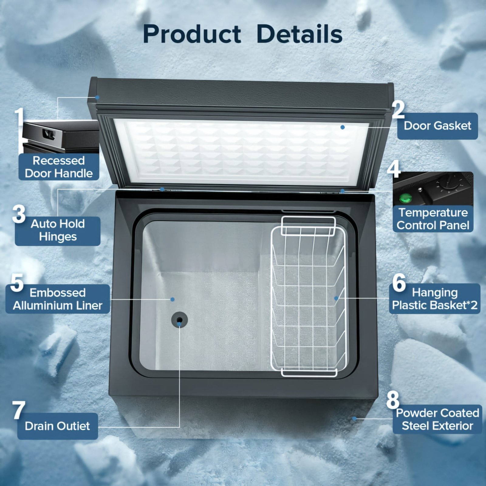 LEONARD USA 110L SS Finish Inner cabinet Deep Freezer , Based on American Technology